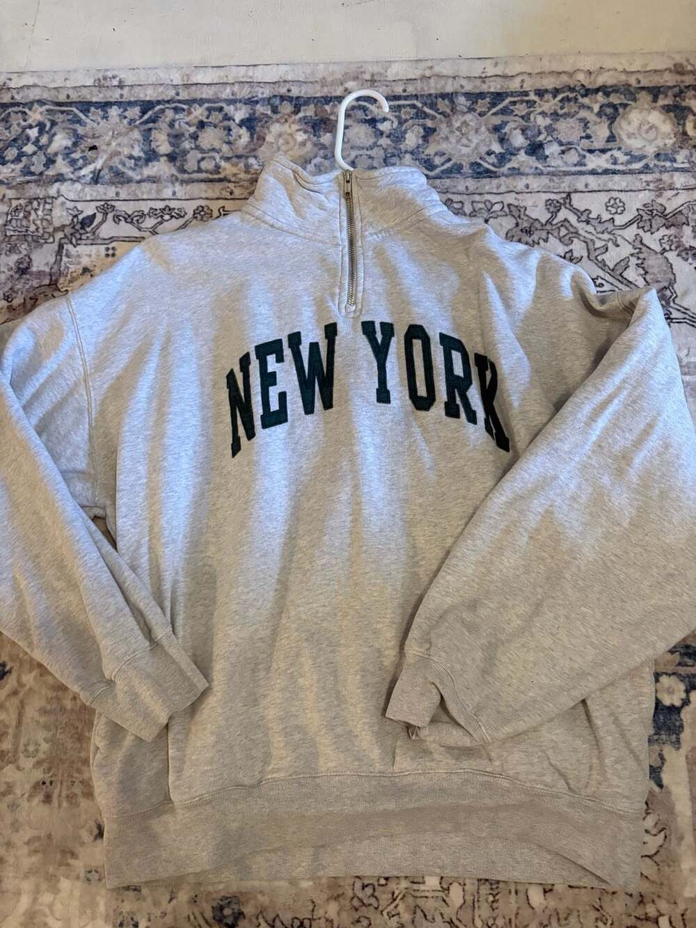 Brandy Melville John Galt New York Half Zip Sweatshirt Gray